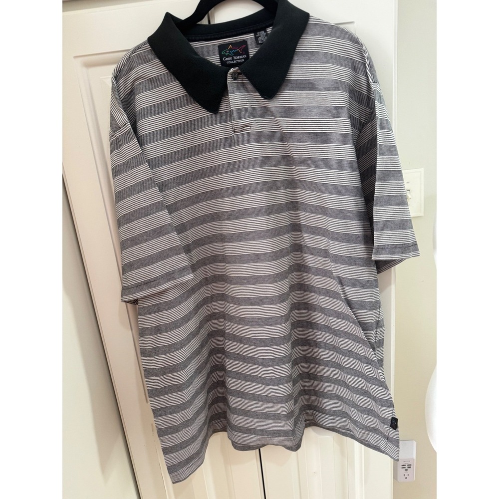 Mens Greg Norman Collection XL Merc Cotton Striped Golf Polo Shirt EUC